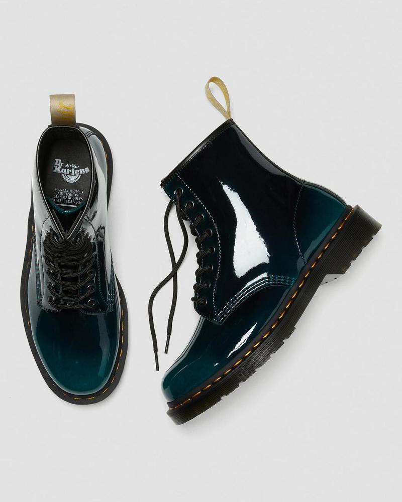 Dr Martens Vegan 1460 Gloss Snørestøvler Dame Sort | DK 222NWY